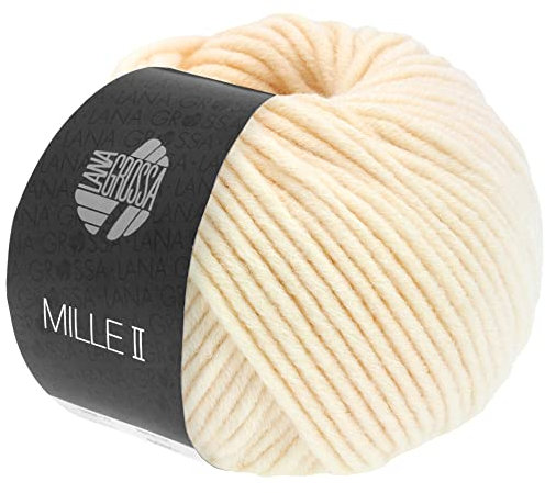 LANA GROSSA Mille II | Strapazierfähiges Mischgarn mit Merinowolle, waschmaschinenfest | Handstrickgarn aus 50% Schurwolle & 50% Acryl | 50g Wolle zum Stricken & Häkeln | 55m Garn FB149