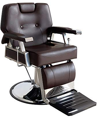 Sossiyule Frisörstol, hydraulisk frisörstol frisör barber 360° för professionell salong, 110 x 70 x 100–113 cm (brun)