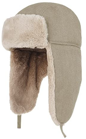 PivotWing Winter Fliegermütze, Wolle Trappermütze Winddicht Baumwolle Wintermütze mit Ohrenklappen Warm Unisex Kunstfellmütze für Skifahren Schlittschuhlaufen Outdoor Aktivitäten Khaki