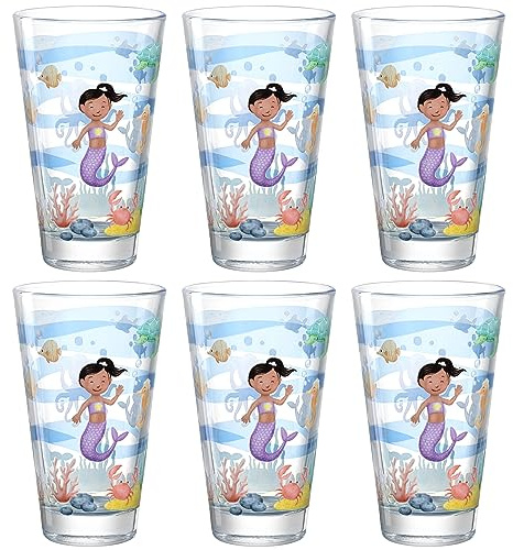 LEONARDO HOME Bambini Avventura Trinkbecher-Set 6-teilig - Kindergläser mit Motiv aus hochwertigem Glas - Größe L, Inhalt 300 ml - 6er Set mit Motiv Meer, 044417