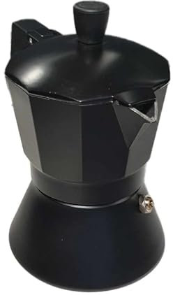 A2ZWORLD Cafetera Moka de Aluminio No Apta para Placas de Inducción, Negra (6 tazas)
