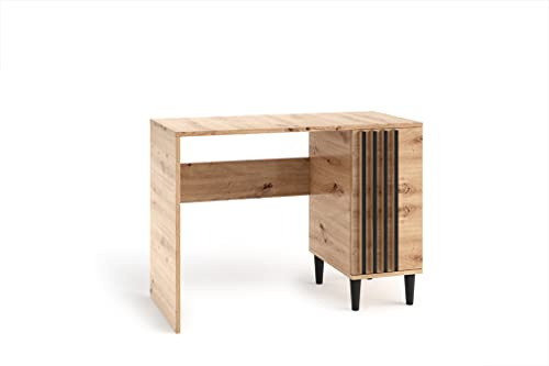 MargaretHadas24 Schreibtisch Laura Bürotisch Computertisch Laptoptisch Büromöbel Arbeitstisch (Eiche Artisan und schwarz)