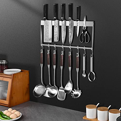 Magnetic Knife Holder 40cm, Stainless Steel Hanging Magnetic Knife Strip for Wall, Storage Magnetic Knife Rack with Powerful Magnets, for Home Kitchen Knife Organizers, Easy Storage