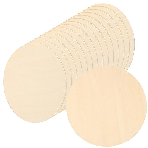 LEXININ 15 PCS 8 Inch/20cm Basswood Wooden Circles, 2mm Unfinished Round Plywood Discs for DIY Crafts, Painting
