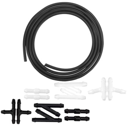Osilly Kit de manguera de lavado de parabrisas, tubo de líquido de lavado de 4 metros con 12 conectores de manguera, compatible con la mayoría de boquillas de agua de coche, piezas de repuesto