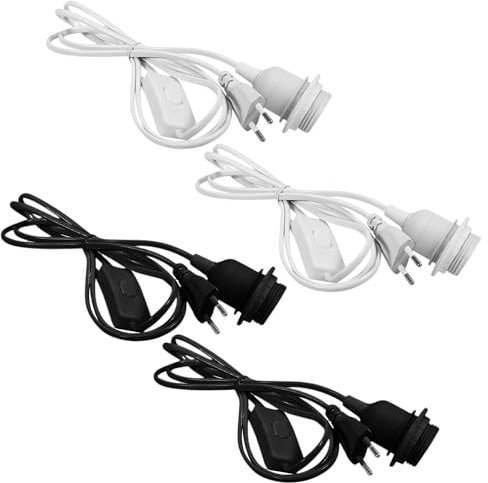 PortalampadaE27 con interruttore,4 Pezzi Base per lampadinaE27,Portalampade a Sospensione,Porta LampadaE27 con Interruttore,PortalampadaE27 con Cavo da 1.8 m Per Cucina, Soggiorno