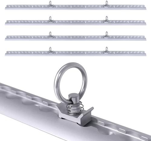 Froadp 8 Stück 1 Meter Airlineschienen Set Aluminium Zurrschiene Silber Eloxiert mit 20 Schraubfitting Zubehör und Vorgebohrtes Loch Halbrunde Ladungssicherung für Anhänger LKWs Wohnmobile Lager