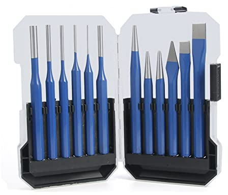Multi-Size-Schlagstanzer-Set, 1/12-teilig, Stanzstift aus legiertem Stahl, Meißel, Niete, Schraubenmarkierung, Loch, Holzbearbeitung, Schnitzwerkzeug-Set (12-teilig)