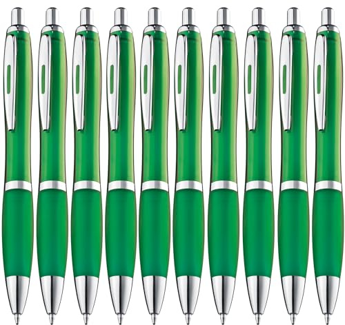 ZENSCRIBE® Ergonomische Kugelschreiber - 10 Stück Premium Set, Rutschfester Kulli für einfaches & weiches Schreiben, Blauschreibender Kugelschreiber Grün