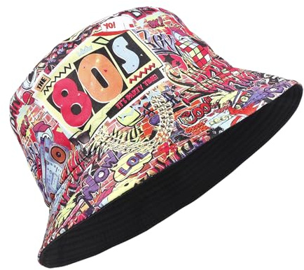MILAKOO Fischerhüte Bucket Hat Retro 80er 90er Jahre Stil Modische Fischerhut Unisex Reversibel Anglerhut Doppelseitig Sonnenhut