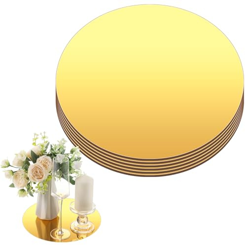 Thyle 6 specchi rotondi in acrilico da 30,5 cm, per centrotavola, piatti per candele, da parete, per matrimoni, centrotavola, vassoio rotondo a specchio per decorazioni per feste di Natale, spessore 1