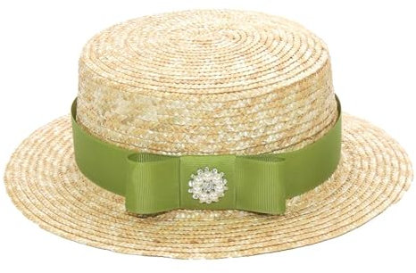 Sonnenhut Strohhut Hut Eltern-Kind Sonnenhut Frauen Mode Perlen Stroh Visier Hüte Mädchen Flache Uv Strand Hüte Kinder 52Cm Armee