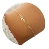 TINGN Gold Silber Armband für Mädchen Damen - 18K Gold/Weißgold Vergoldete Zierliche Dünne Armband mit Buchstaben Armbänder Personalisiert Trauzeugin Geburtstagsgeschenk für Frauen Teenager Mädchen