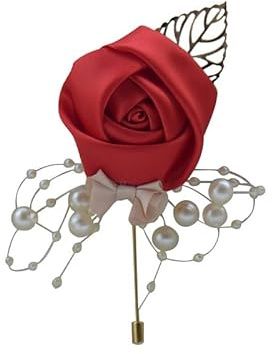 SYSUII Boutonniere Hochzeit Rose - 8 Stück Gästeanstecker Hochzeit Zubehör Ansteckblume Bräutigam Hochzeitsanstecker Hochzeit Rose Blumen Anstecker für Party Prom Männer Anzug Dekoration -Rot