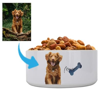 Generic Personalisierte Keramik Hundenäpfe mit Namen und Foto für Futter und Wasser, Anti-Allergisch, für kleine, mittlere und große Hunde