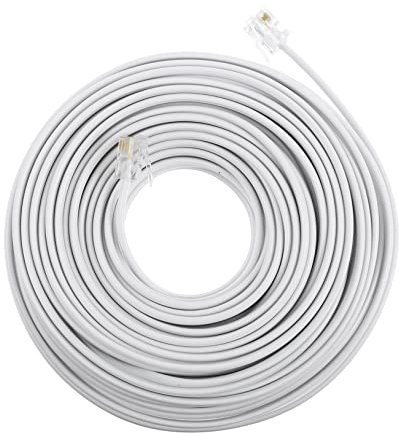 CAXUSD Cavo Telefonico 20 Metri Connettori Rj11 in Rame e Pvc Rj11 6p4c 4 Conduttori per Telefono Fisso e Segreteria Ambienti Domestici e Lavorativi
