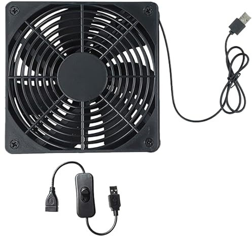 VENTOLA PC PORTATILE USB CON INTERRUTTORE SWITCH 120MM SILENZIOSA ANTIVIBRAZIONI PER MODEM ROUTER TABLET NERO