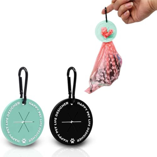 2Pcs Dog Poop Bag HolderWaste Bag Carrier Holder Poop Bag Dispenser for Dog Walking Accessory Waste Bag Holder with Carabiner Clip