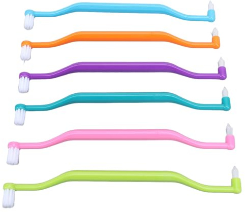 12 Uds Cepillo de Dientes de Gato de Doble Cara Mango Curvo Eficiente Cepillo de Limpieza de Dientes de Gato Elástico para Gatito Mascota Pequeña