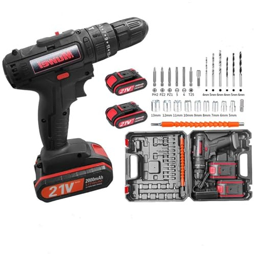 LUSKSk Cordless Drill Driver 21V, Black
