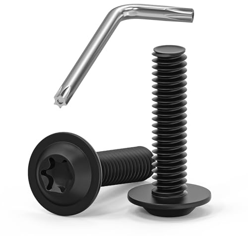 Dayalo 30 Stück M4x16 Schrauben Schwarzes, Linsenkopfschrauben mit Flansch, Torx Schrauben Edelstahl A2 V2A, Maschinenschrauben Vollgewinde, mit Torx Schlüssel für Möbelreparatur, DIY