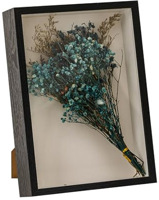 3D Shadow Box Frame, 25 × 30cm Picture Frame Wooden, Deep Picture Frame 3 cm Deep Display Box for Crafts Anniversary Wedding (Black)