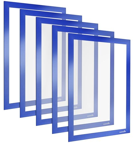 POPPSTAR Marco magnético A4 autoadhesivo con cierre magnético, azul, 5 piezas