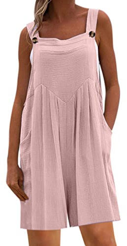 Generisch sommer Romper Ärmellos Einteiler, Latzhose Damen Schwarz Locker Jumpsuit Damen Kurz Sommer Overall Casual Arbeitslatzhose Bequeme Sommeroverall Mit Taschen Hosenanzug Baggy Kurze Hose.
