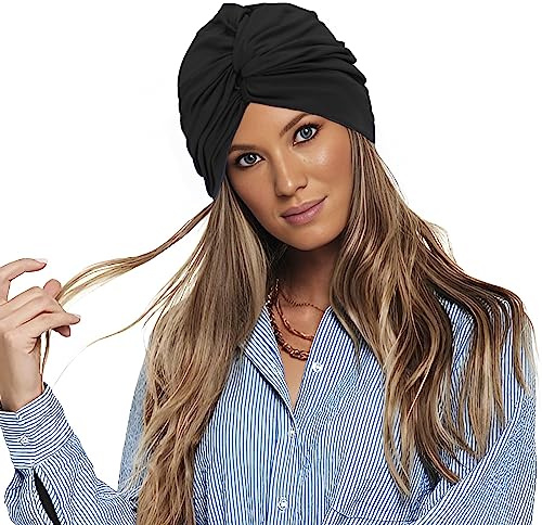 Cuffia da bagno da donna in tessuto turbante per spiaggia piscina cappello da nuoto protezione capelli turbante elastico per salone sauna per capelli lunghi e corti