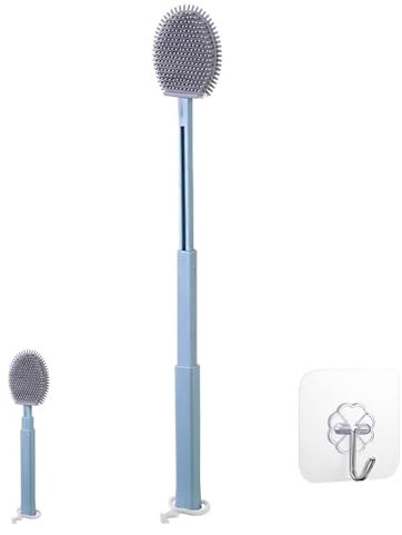 Scopino WC Silicone, Spazzolone WC Bagno, Scopino Bagno Autopulente Piatto,Montaggio a Parete, Set di Scopettino