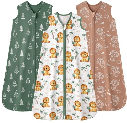 FIEMOL Baby Schlafsack 0.5 Tog Baby Wearable Blankets Baumwolle, 3 Pack Sommer atmungsaktiv Schlafsack für Neugeborene Kleinkind