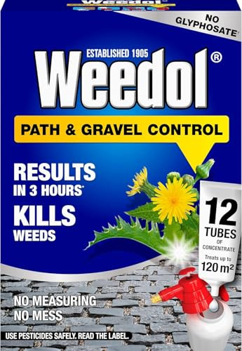 Weedol Path & Gravel Weed Killer Concentrate Tubes | Fast Acting Systemic Weed & Moss Killer for Patios, Driveways & Hard Surfaces | Visible Results in 2 Days | Liquid Concentrated Tubes - 12 Tubes