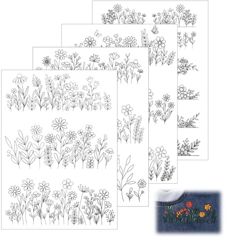Wasserlösliche Stickmuster Stickaufkleber Stickvorlagen Stickmusters Zum übertragen Von Stickmustern Lösliches Stickpapier Stick- Und Stickmuster Zum Aufbügeln, Mit Abwaschbarkeit, Blumen
