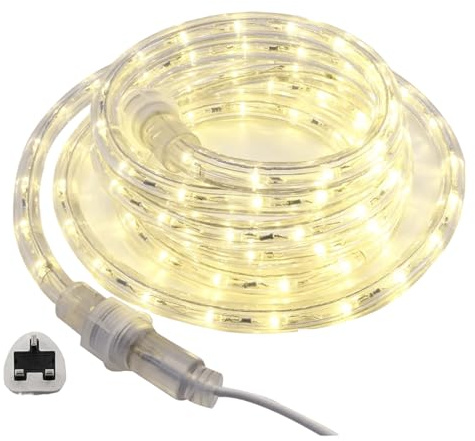 3.5M / 11.5FT Outdoor Rope Light, Waterproof IP65, 108/216 LED Warm White Tube Light, Mains Powered, Connectable up to 100M, Year-Round Garden Lighting