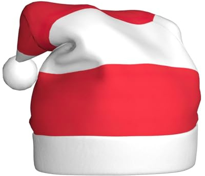 EdWal Weihnachtsmütze mit Österreichischer Flagge, Plüsch, Weihnachtsmützen für Erwachsene, gemütliche Feiertags-Kopfbedeckung, für Weihnachtsfeiern