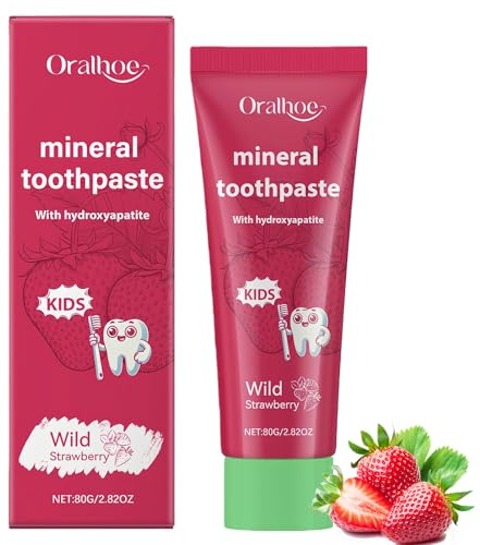 Dentifricio Bambini, Dentifricio Idrossiapatite, Dentifricio Fragola, Senza Fluoro Toothpaste, Cura Delicata Dei Denti, Previene le Carie, Adatto A Partire Dai 8 Anni e Denti Sensibili, 80g
