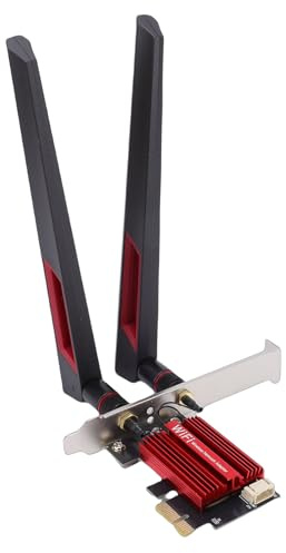 Tosuny Carte PCIe WiFi 7, Adaptateur sans Fil de Bureau Tri-Bande 6400 Mbps avec Antenne Bluetooth 5.4 et 10 DBi pour Jeux, VR et Mise à Niveau PC