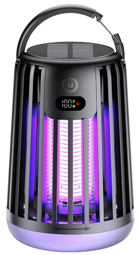 Foreverup Mata Mosquitos Electrico, 2 en 1 UV Lampara Antimosquitos, Lámpara Antimosquitos LED para Interior y Exterior, Carga Solar y USB, para Camping, Jardín, Dormitorio, Terraza, Viajes