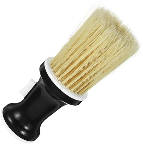 HEANUJJ Cepillo de Peluquería para Limpiar Cabello Suelto y Pelo Roto, Mango Negro y Cerdas de Nailon Marrón, Herramienta Desmontable para Limpieza de Cuello en Salón, Cepillo Profesional