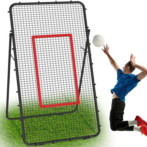 Verstellbares Volleyball Rebounder Netz, Volleyball-Trainingsgerät mit Schlagzone für Schlagen, Servieren, Passen, Spike-Übung, Rücksprungnetz für Baseball, Lacrosse, Tennis, Fußball 2,2 x 1,2m
