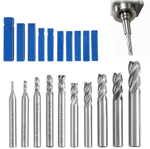 10 Piezas 2 a 12 mm Fresa en Espiral de 4 Flautas, Fresa de Extremo HSS, Brocas CNC para Madera, Aluminio, Titanio y Acero, Fresadora Espiral CNC para Madera, Aluminio, Titanio y Acero