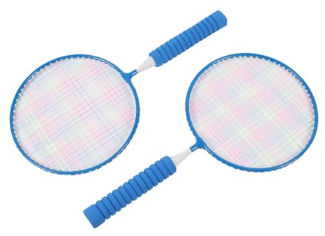 Huairdum Badmintonracketuppsättning för Barn, Lätt Badmintonracket för Barn, Sportutrustning med Mjukt Anti-halkgrepp med Förstärkta Leder i T-form, Perfekt för 3 Till 12 år Gamla (Blå)