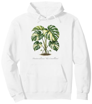 Monstera Thai Constellation plant illustration Pullover Hoodie
