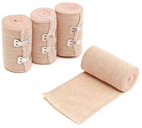 Charles bandage, 4 rullar x 15 fot crepe, icke-självhäftande gummi, elastisk, en storlek, 100 gram, steril, flexibel, allergivänlig