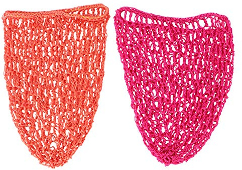 Minkissy 2Pcs Schlafende Haarnetze Häkeln Haarnetz Langes Haar Snood Abdeckung Turban für Frauen Mädchen Rosig Orange