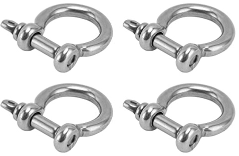 4Pcs Bow Schäkel, Schraubstift, Getriebeteile Kette Getriebeteile Kette Anker Schäkel 304 Edelstahl Heavy Duty Bogenform Lastklemme, D-Ring Bogenform Anker Lastklemme Ersatz(M10),Kette