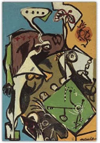 Zhadongli Art Jackson Pollock《The White Angel》Abstrakte Leinwandkunst Gemälde Kunstwerk Bild Wanddrucke Zuhause Wohnzimmer Dekoration 70x100cm(28x39in) Rahmenlos