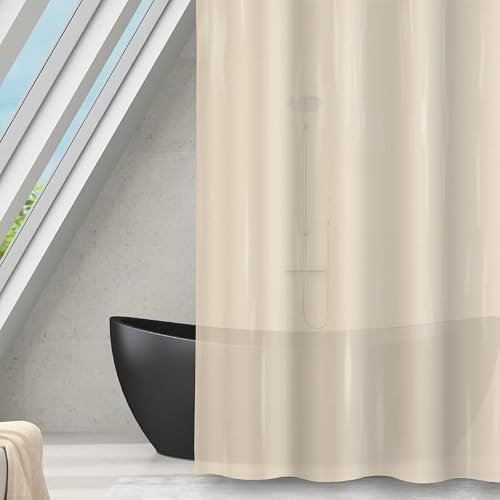 MSV Anti-Schimmel Duschvorhang - Anti-Bakteriell, waschbar, wasserdicht, Eva, 180x180cm Beige