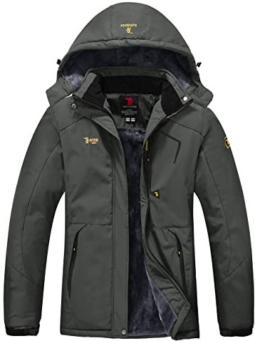 YSENTO Damen Winter Fleece wasserdichte Skijacke Outdoor Verdickte Softshell Warm Winddicht Wandern Funktionelle Atmungsaktive Jacke mit Abnehmbarer Kapuze(Dunkelgrau,2XL)