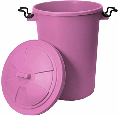 TENLITE Plastic Dustbin Fun Bin Recycle Bin Swing Bin Slimline Bin Trash Can Rubbish Waste Bin Storage Bin Animal Feed Bin With Lid For Home Kitchen Office Garden (Pink, 50L Dustbin)